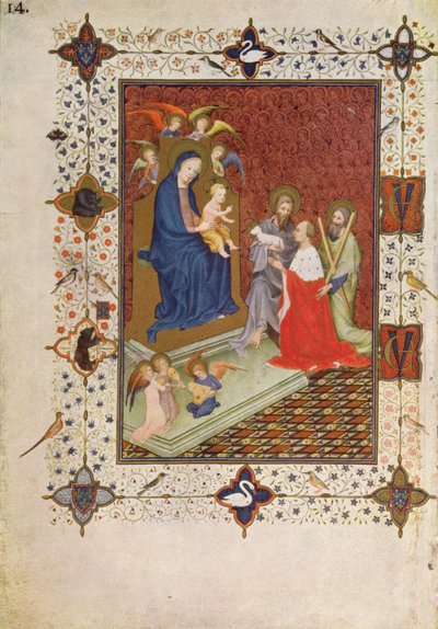 Frontispiece with John, Duc de Berry, St. Andrew and St. John praying in front of the Virgin, from the 