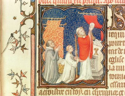 Jean de France Duke of Berry Praying Before the Elevation of the Host, from Les Petites Heures de Duc de Berry by Jacquemart de Hesdin