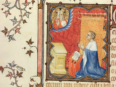 Jean de France (1340-1416) Duke of Berry Praying Before the Eternal Father, from Les Petites Heures de Duc de Berry by Jacquemart de Hesdin