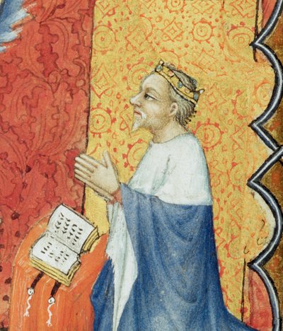 Jean de France, Duke of Berry Praying Before the Eternal Father, from Les Petites Heures de Duc de Berry (detail) by Jacquemart de Hesdin