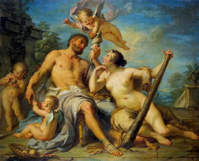 Hercules and Omphale by Jacques  Dumont