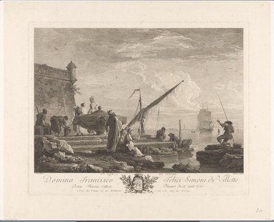 Figures on a Riverbank in the Levant (original title: 1ere vue du Levant) by Jacques Aliamet