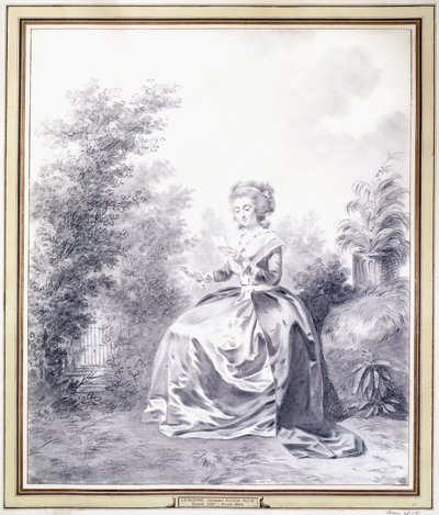 Portrait of Elisabeth Louise Vigee-Lebrun Reading a Letter Seated in the Garden by Jacques Antoine Marie Lemoine