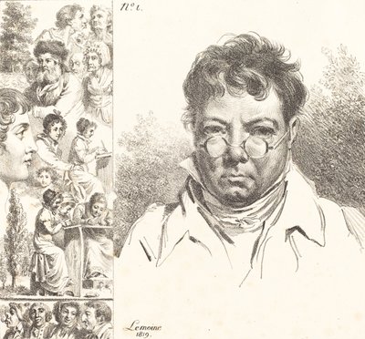 Self-Portrait and Other Heads, 1819 by Jacques Antoine Marie Lemoine