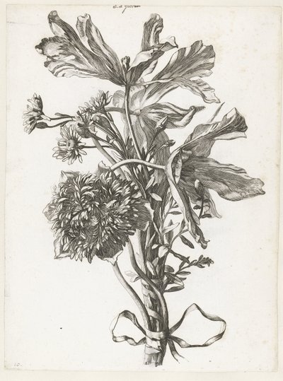 Bouquet with Wilted Tulips, Anemone, and Everlastings by Jacques Bailly (I)