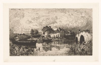 View of a Village by the Water with Bridges on Both Sides by Jacques Barthélemy Appian (Adolphe)