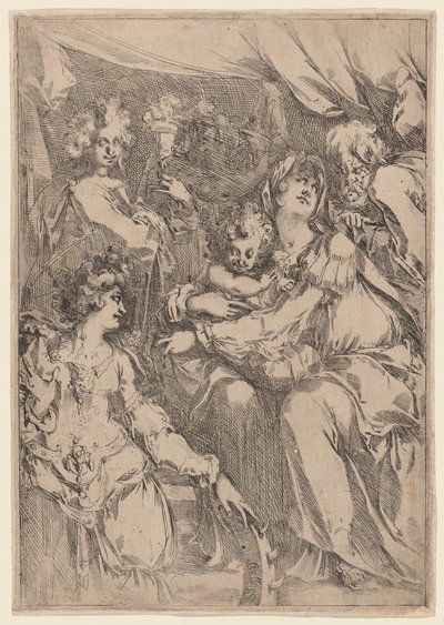 The Holy Family with Saint Catherine, Saint John the Evangelist, and an Angel by Jacques Bellange