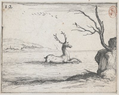 A Stag in the Water, No. 12 from the Series by Jacques Callot