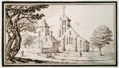 A church in Lorraine and a neighbouring building by Jacques Callot