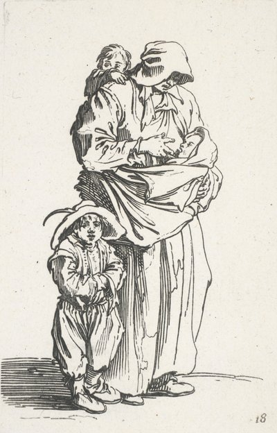 A Mother and Her Three Children, from The Beggars by Jacques Callot
