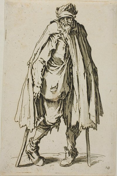 Beggar Leaning on a Stick, Plate Nineteen from The Beggars by Jacques Callot