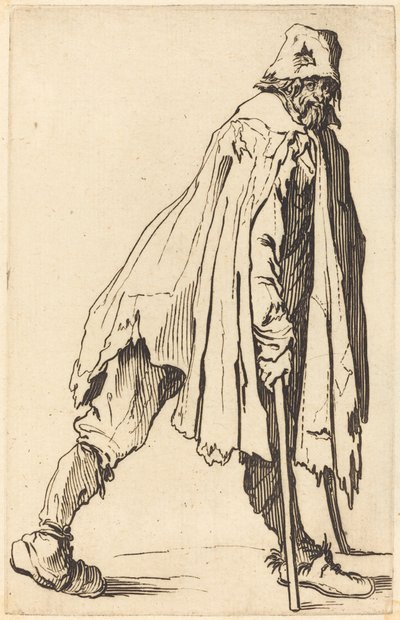 Beggar with Crutches and Cap by Jacques Callot
