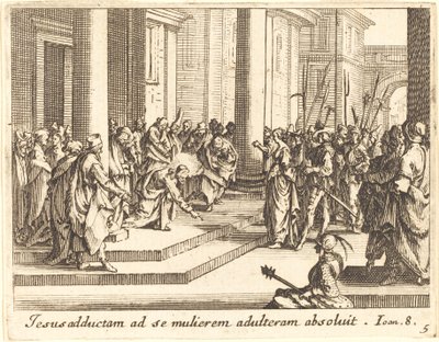 Christ and the Woman Taken in Adultery by Jacques Callot