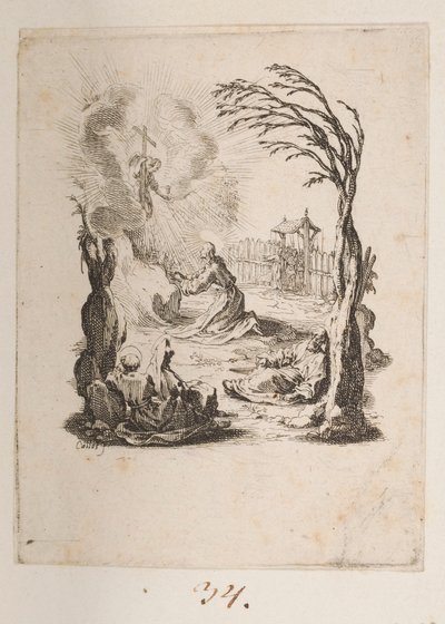 Christ in the Garden of Olives, No. 3 of 11 from La Petite Passion by Jacques Callot