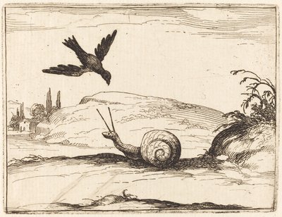 Crow and Snail by Jacques Callot