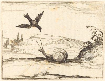 Crow and Snail by Jacques Callot
