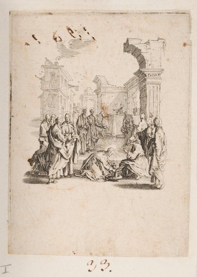 Disciple Washing the Feet of Christ, No. 1 of 11 from La Petite Passion by Jacques Callot
