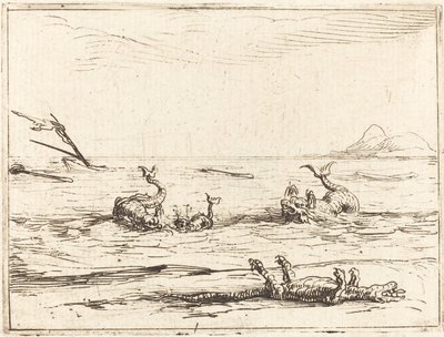 Dolphins and Crocodile by Jacques Callot
