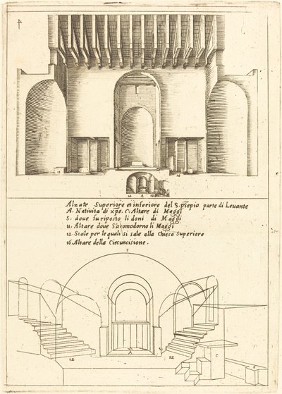 Elevation of the Church of the Holy Manger by Jacques Callot