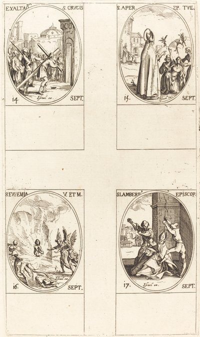 Exaltation of the Holy Cross; St. Aper; St. Euphemia; St. Lambert by Jacques Callot