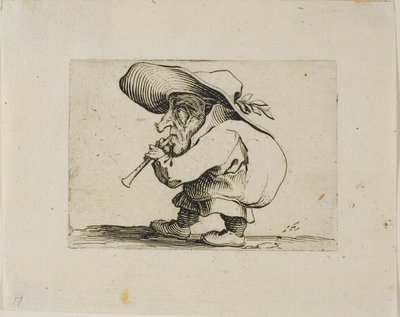 Flageolet Player (from Varie Figure Gobbi) by Jacques Callot