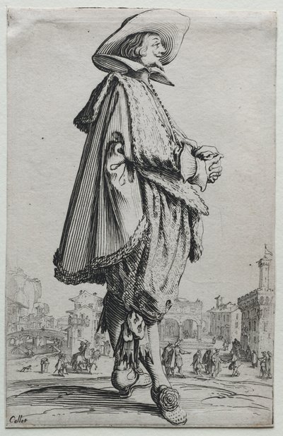Gentleman Standing in Profile with Clasped Hands by Jacques Callot
