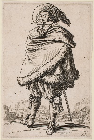 Gentleman Wrapped in a Fur-Trimmed Cloak (The Nobility) by Jacques Callot