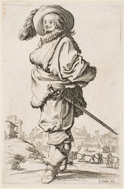 Gentleman in a Fur-Trimmed Cloak by Jacques Callot