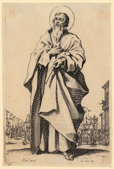 Saint Thomas, Plate 10 of the Series "Jesus, the Twelve Apostles and Mary" by Jacques Callot