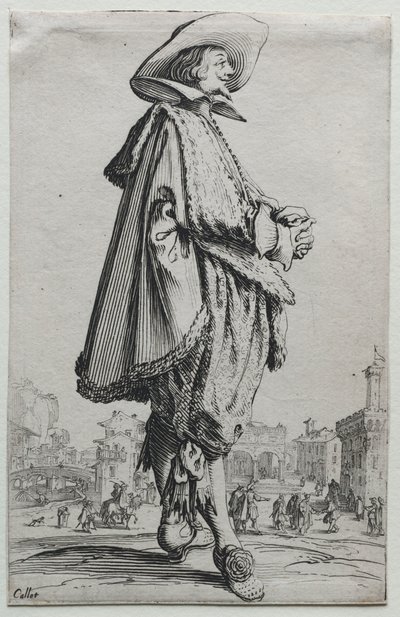 La Noblesse: Gentleman Standing in Profile with Clasped Hands by Jacques Callot