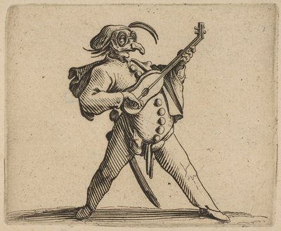 Le Comédien Masqué Jouant de la Guitare The Masked Comedian Playing the Guitar by Jacques Callot