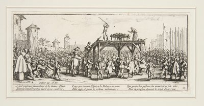 Les grandes miseres de la guerre: No. 14 - La roue by Jacques Callot