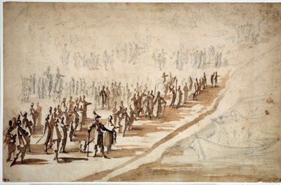 Louis XIII and Richelieu attending the departure of the troops for the Isle of Re by Jacques Callot