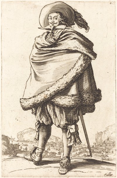 Noble Man Wrapped in a Mantle Trimmed with Fur by Jacques Callot