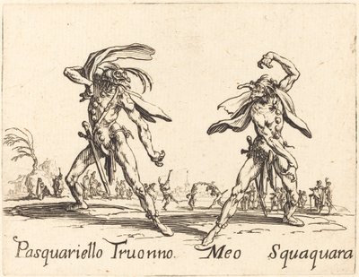 Pasquariello Truonno and Meo Squaquara by Jacques Callot