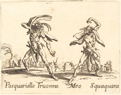 Pasquariello Truonno and Meo Squaquara by Jacques Callot