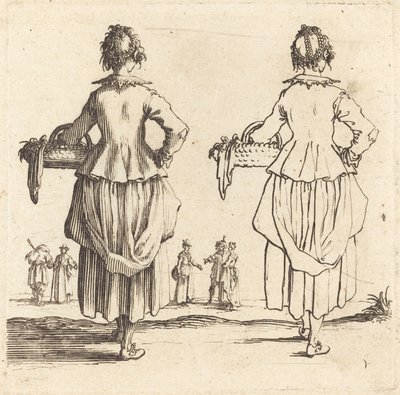 Peasant Woman with Basket, Seen from Behind by Jacques Callot