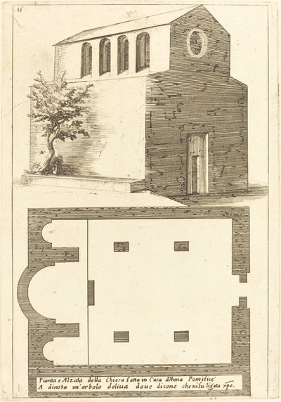 Plan and Elevation of the Church near the House of Annas by Jacques Callot