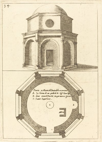 Plan and Elevation of the Church of the Ascension by Jacques Callot