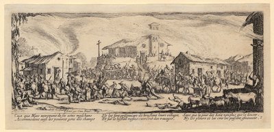 Pillage and Burning of a Village, Plate 7 from the Series "The Horrors of War" by Jacques Callot