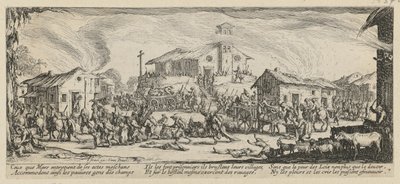 Pillage and Burning of a Village, Sheet 7 from the Series "Horrors of War" by Jacques Callot