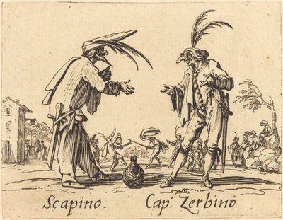 Scapino and Captain Zerbino by Jacques Callot