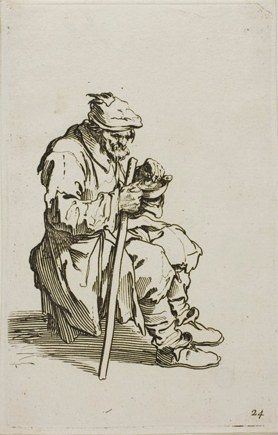 Seated Beggar Eating, Plate 24 from The Beggars by Jacques Callot