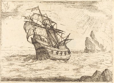 Ship Navigating Near Rocks by Jacques Callot