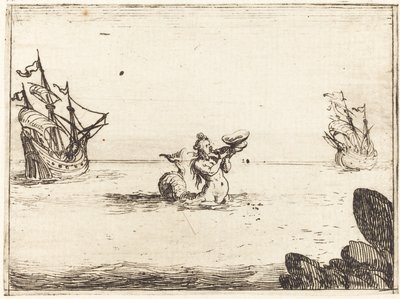 Siren between Two Ships by Jacques Callot