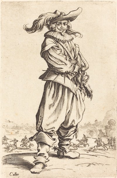 Soldier with Feathered Hat by Jacques Callot