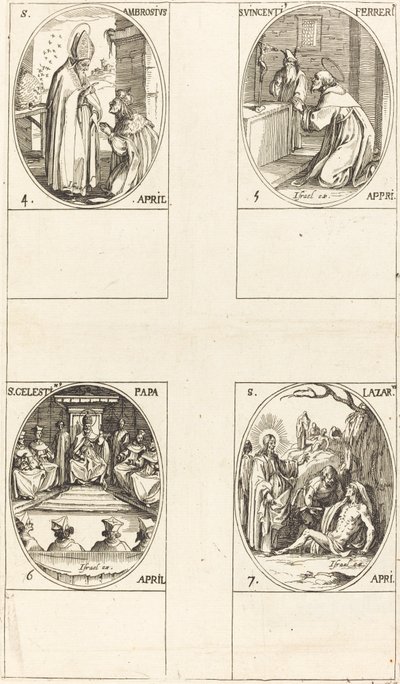 St. Ambrose; St. Vincent Ferrer; St. Celestin; St. Lazarus by Jacques Callot
