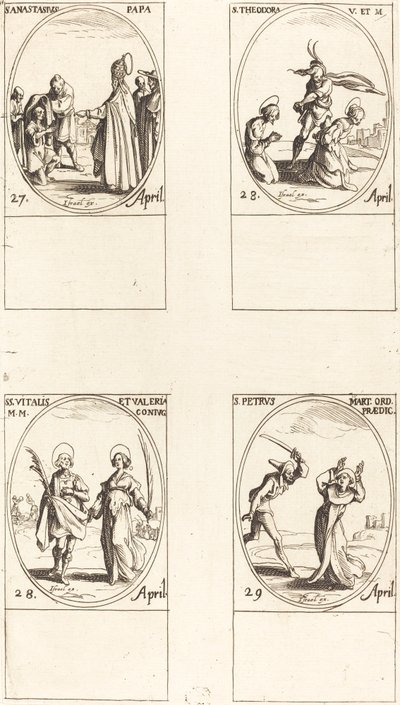 St. Anastasius, St. Theodora, Sts. Vitalis and Valeria, St. Peter Martyr by Jacques Callot