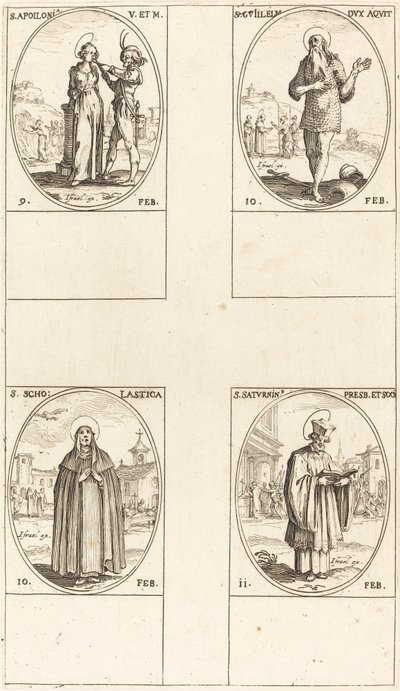 St. Apollonia; St. Guillaume; St. Scholastica; St. Saturnin by Jacques Callot