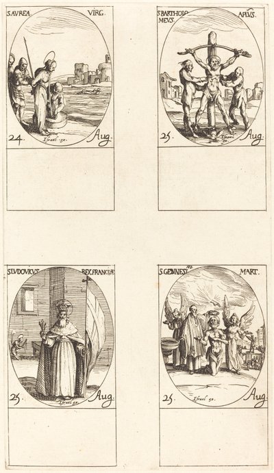 St. Aurea; St. Bartholomew; St. Louis; St. Genesius by Jacques Callot